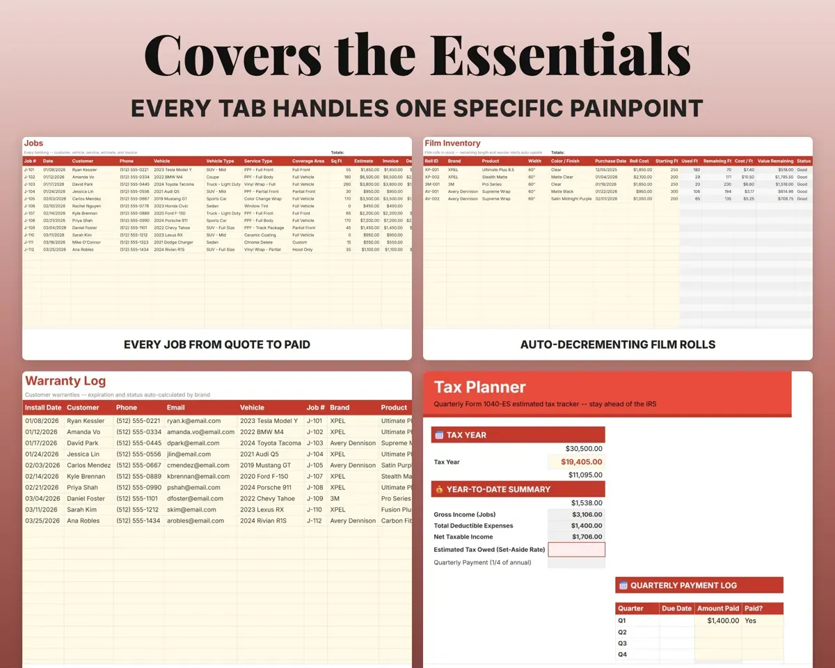 PPF Vinyl Wrap Business Tracker preview 4
