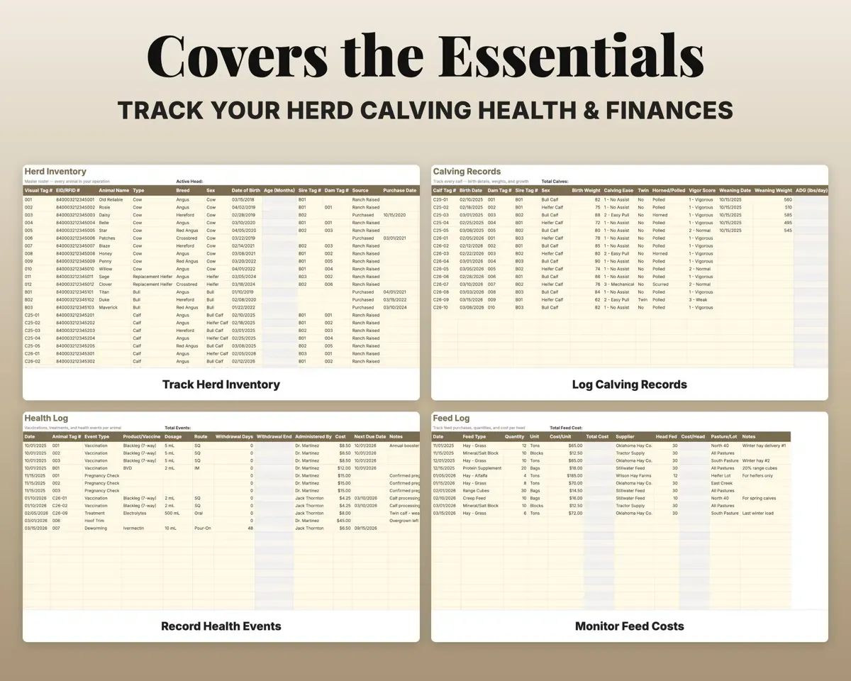 Cattle Record Book Spreadsheet preview 4