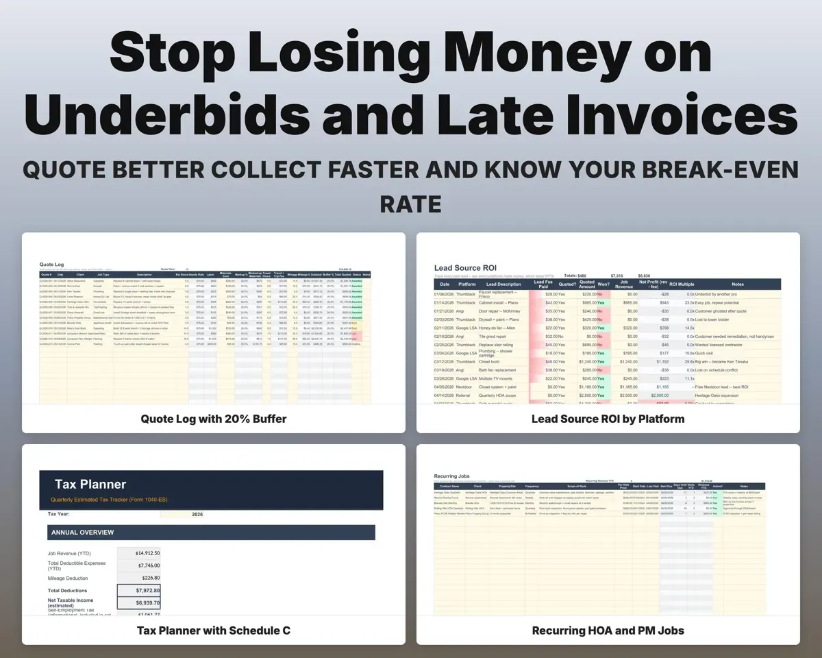 Handyman Business Spreadsheet preview 4