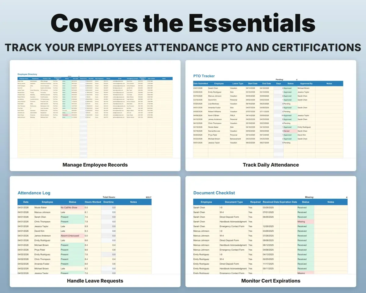 Employee Tracker Spreadsheet preview 4