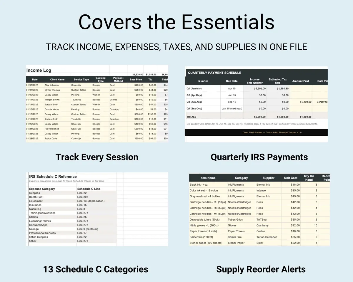 Tattoo Artist Financial Tracker preview 4