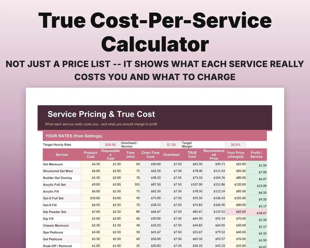 Nail Tech Business Spreadsheet preview 4