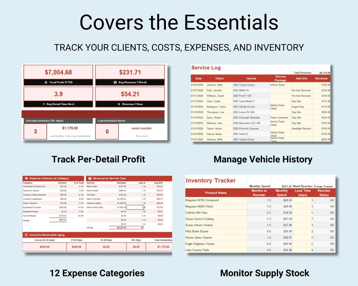 Auto Detailing Business Tracker preview 4