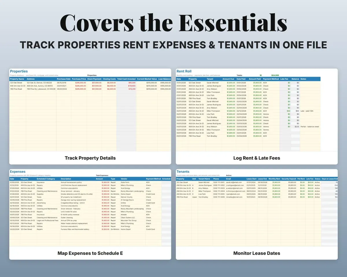 Rental Property Spreadsheet preview 4