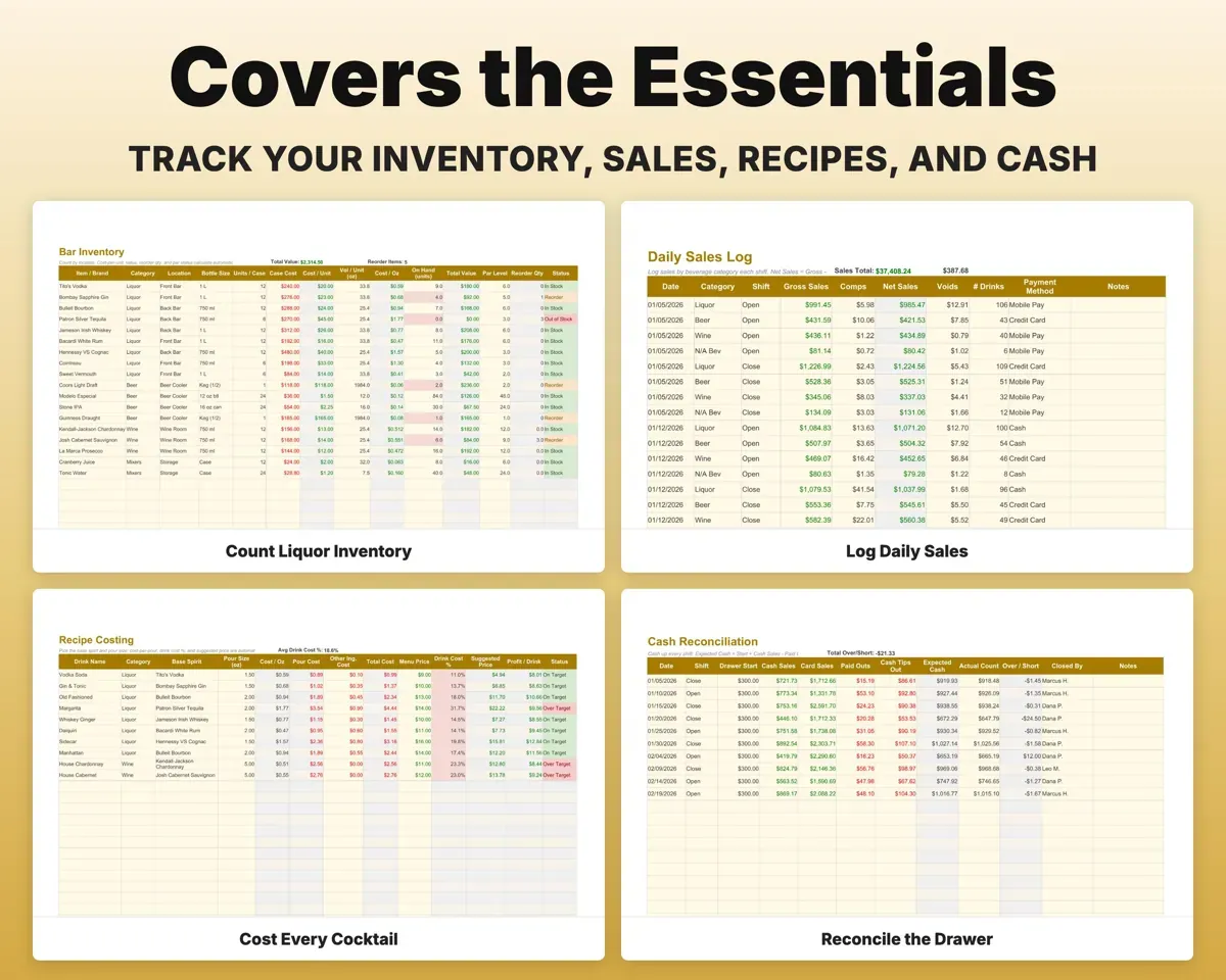 Bar Management Spreadsheet preview 4