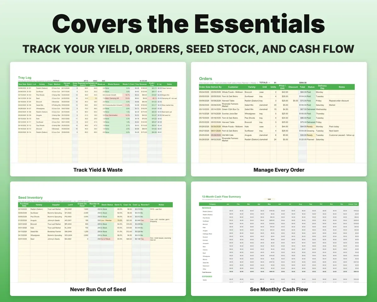 Microgreens Business Tracker Spreadsheet preview 4