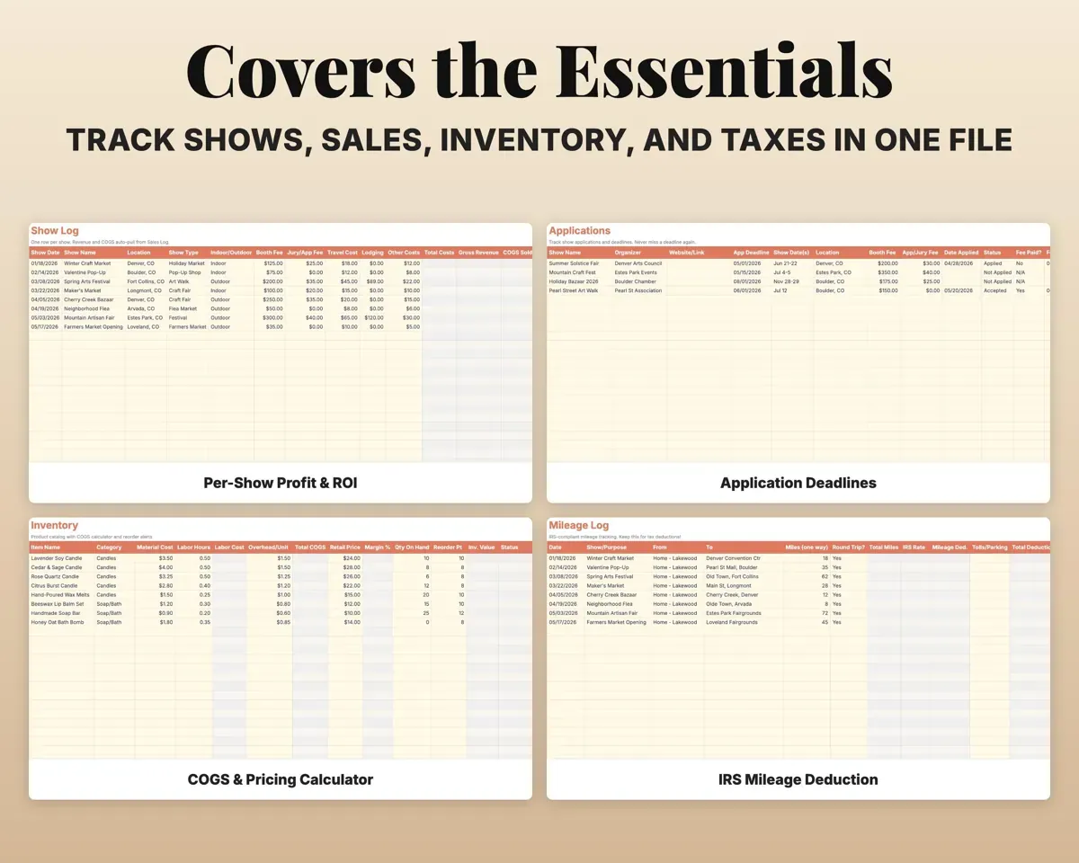 Craft Show Tracker Spreadsheet preview 4