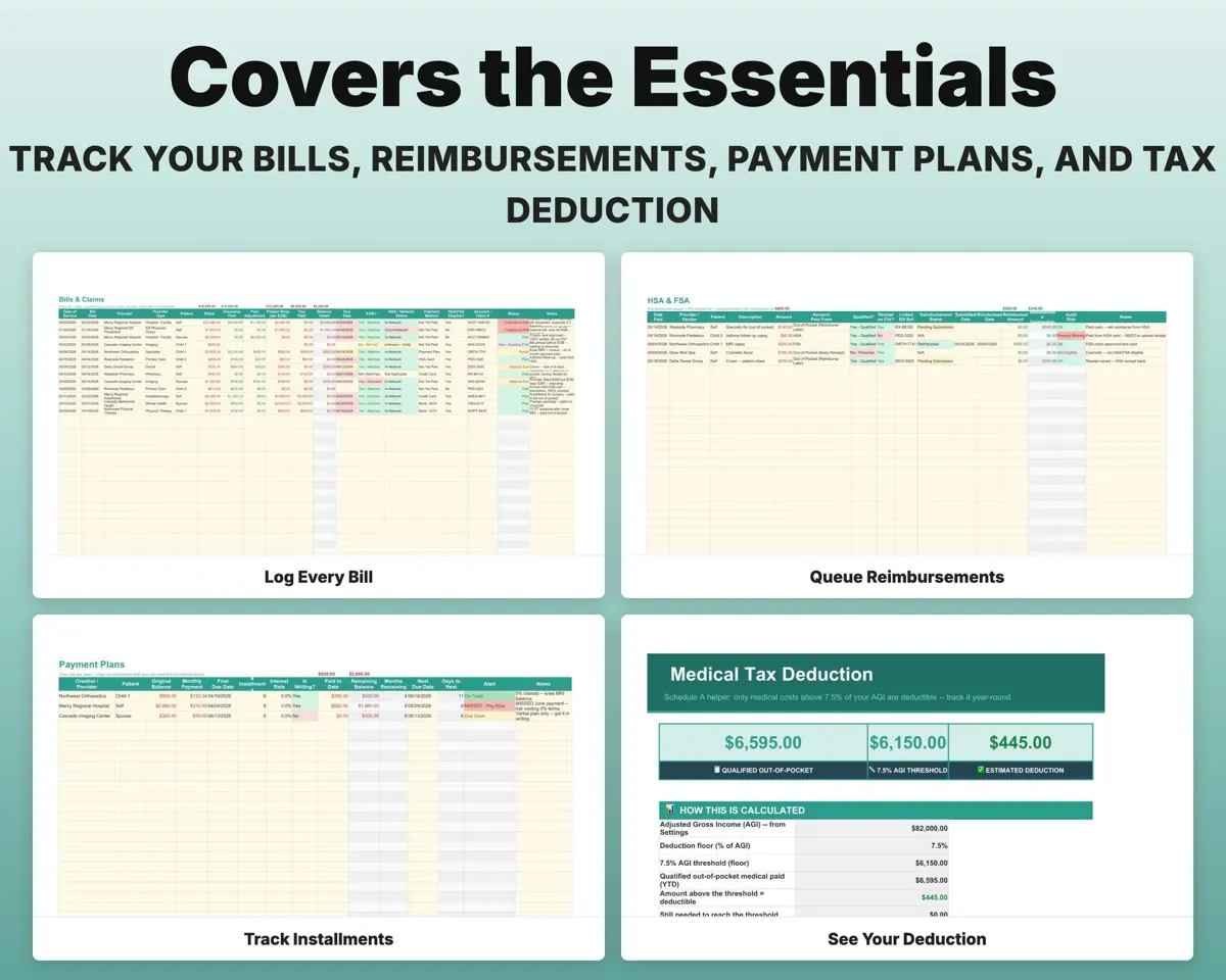 Medical Bills Tracker Spreadsheet preview 4