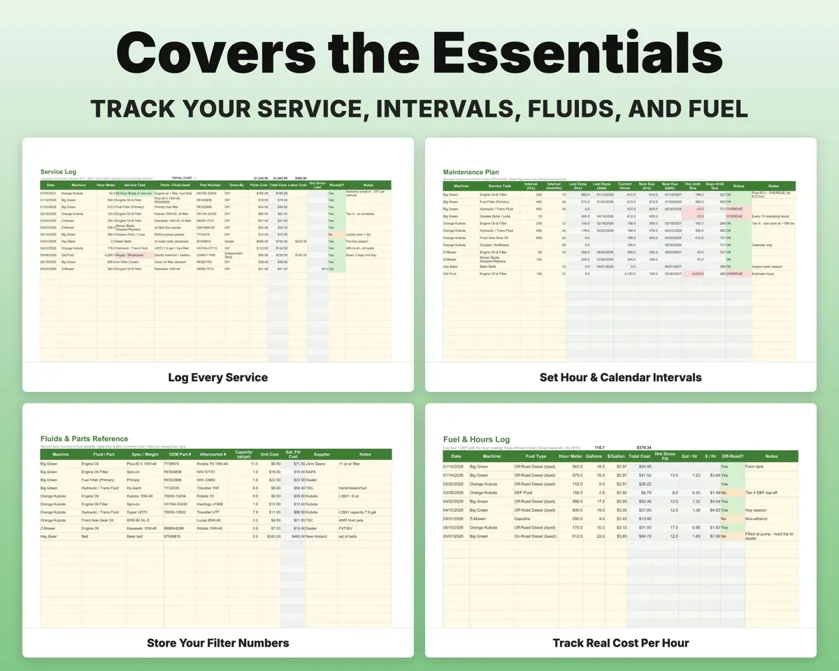 Tractor Maintenance Log Spreadsheet preview 4
