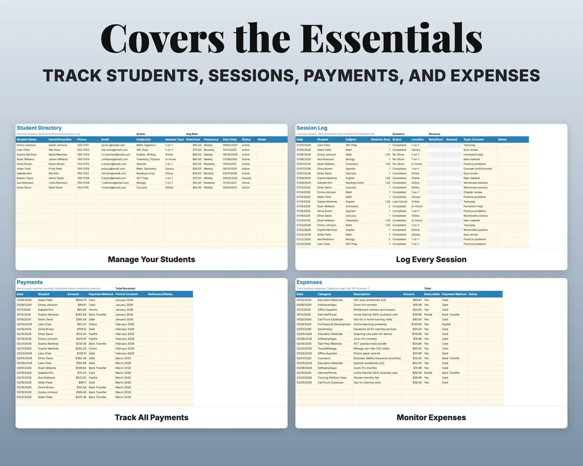 Tutoring Business Tracker preview 4