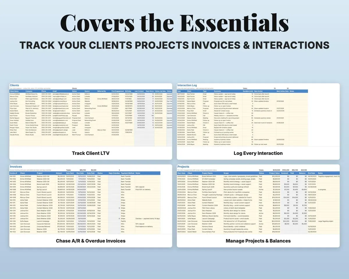 Client Tracker CRM Spreadsheet preview 4
