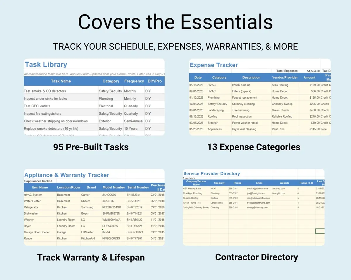 Home Maintenance Tracker Spreadsheet preview 4