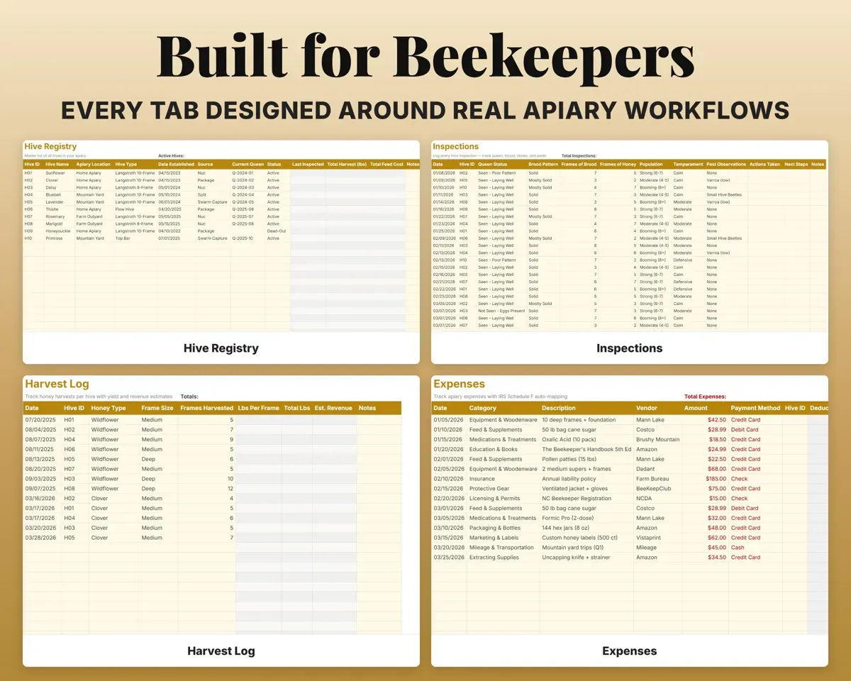 Beekeeping Business Tracker Spreadsheet preview 4