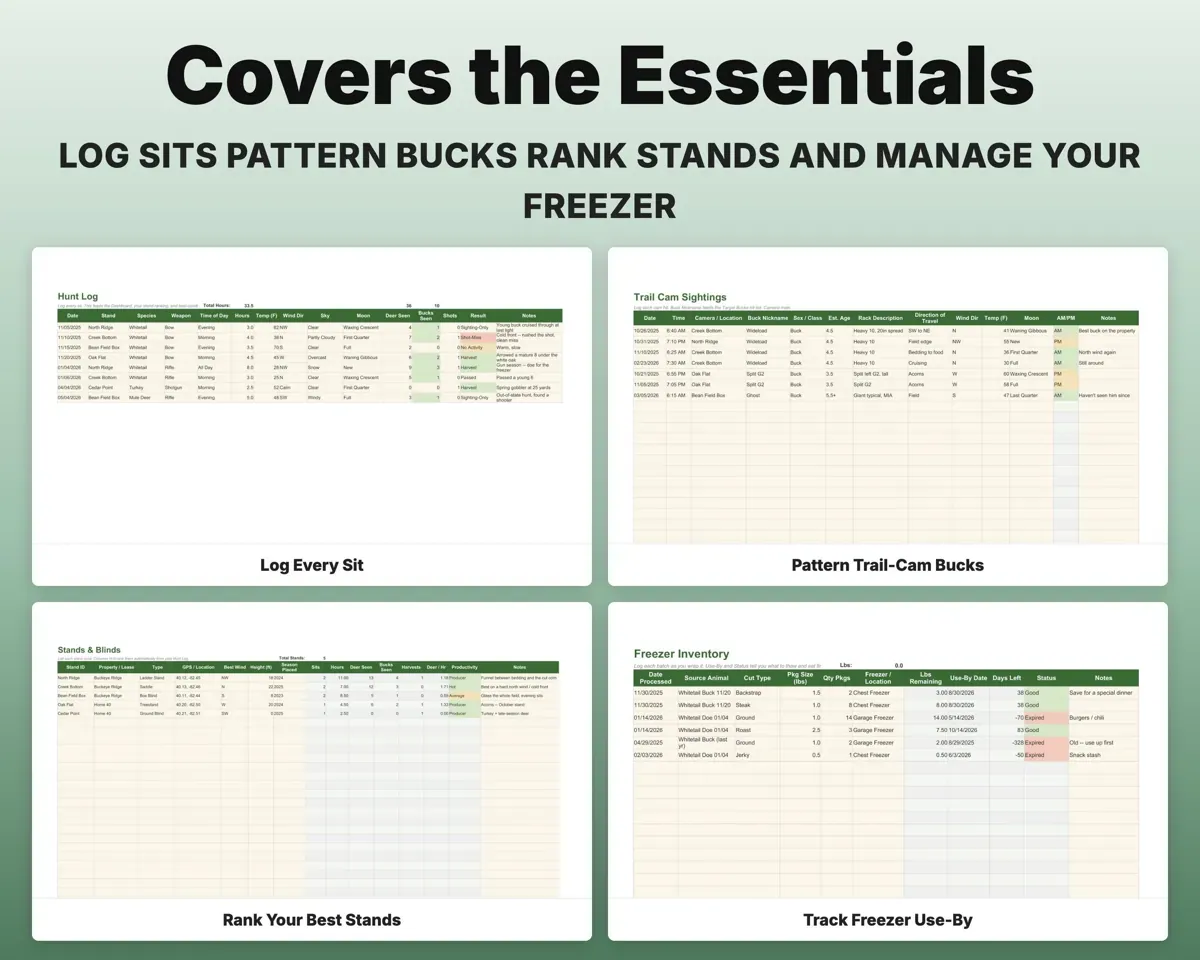 Hunting Season Log Spreadsheet preview 4