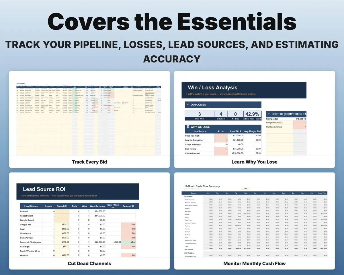 Construction Bid Tracker Spreadsheet preview 4