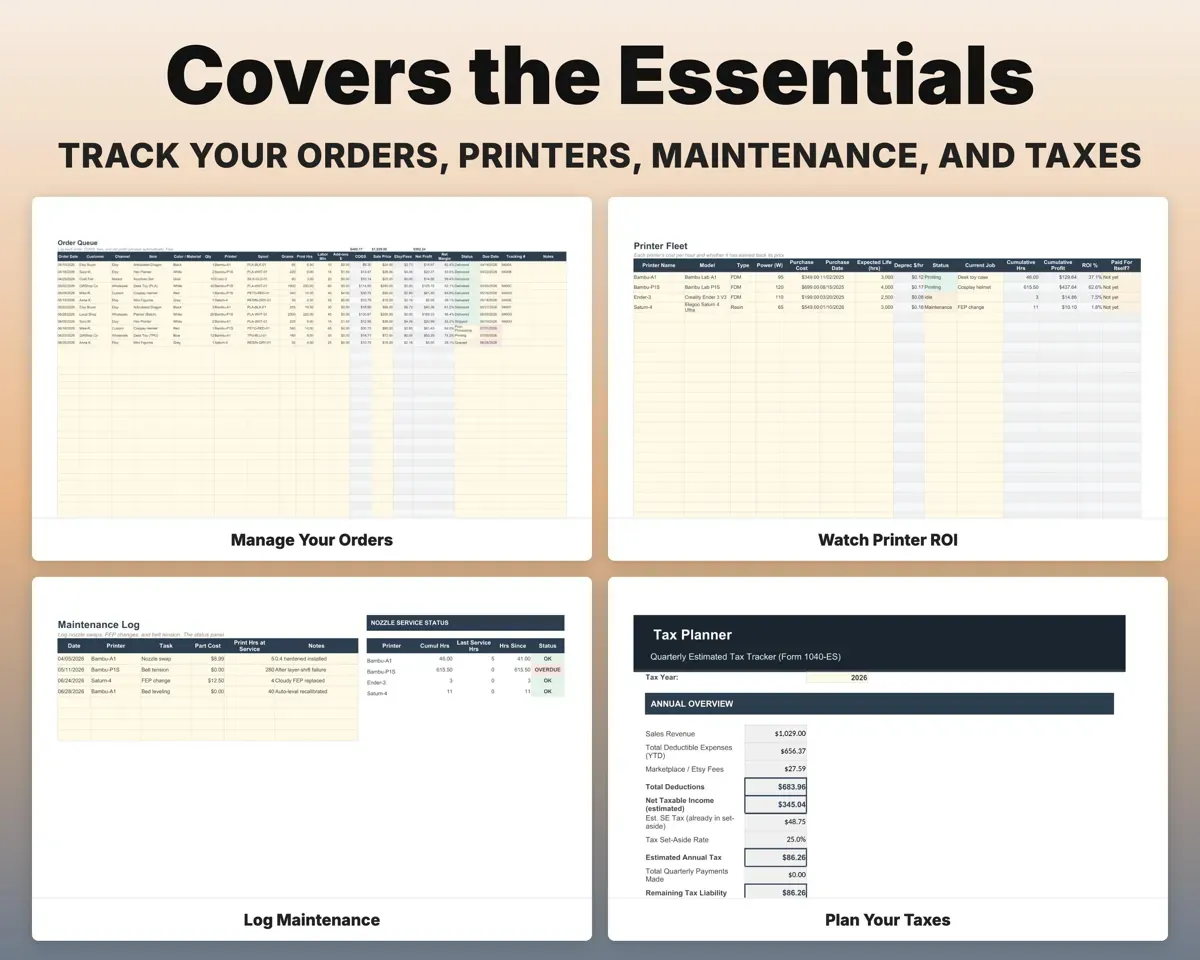 3D Printing Business Spreadsheet preview 4