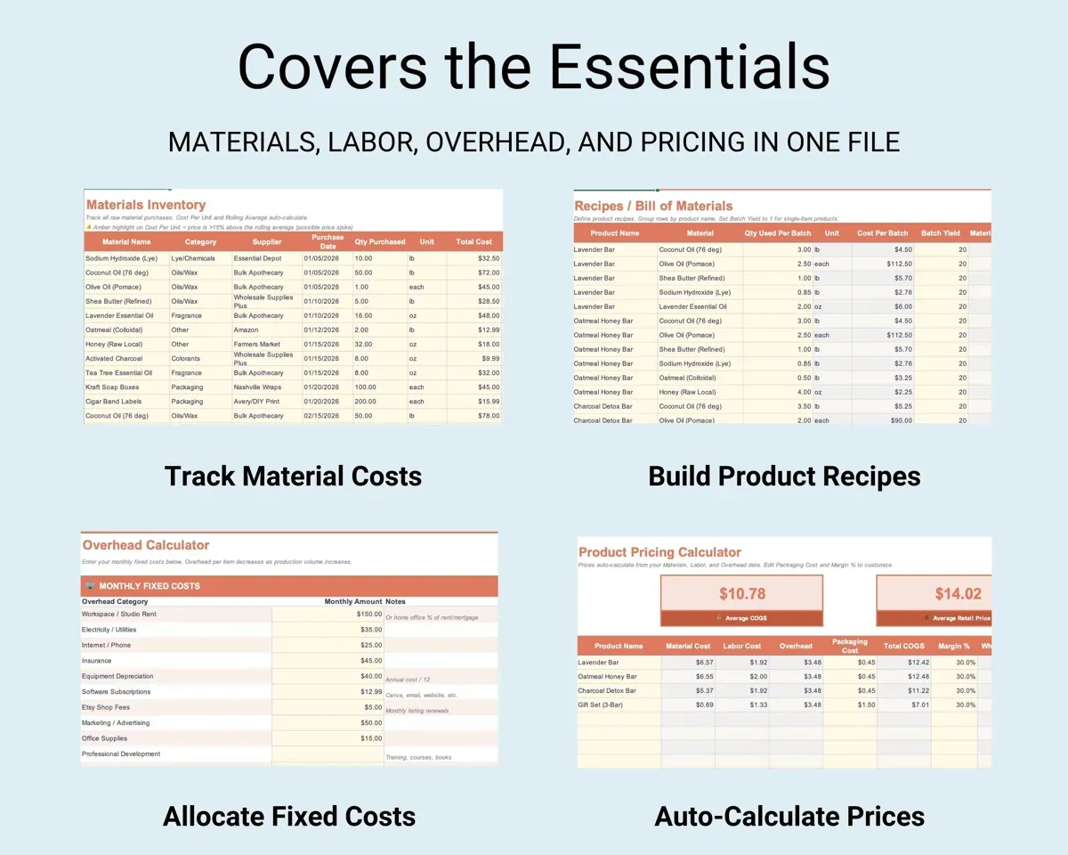Handmade Business COGS Pricing Calculator preview 4