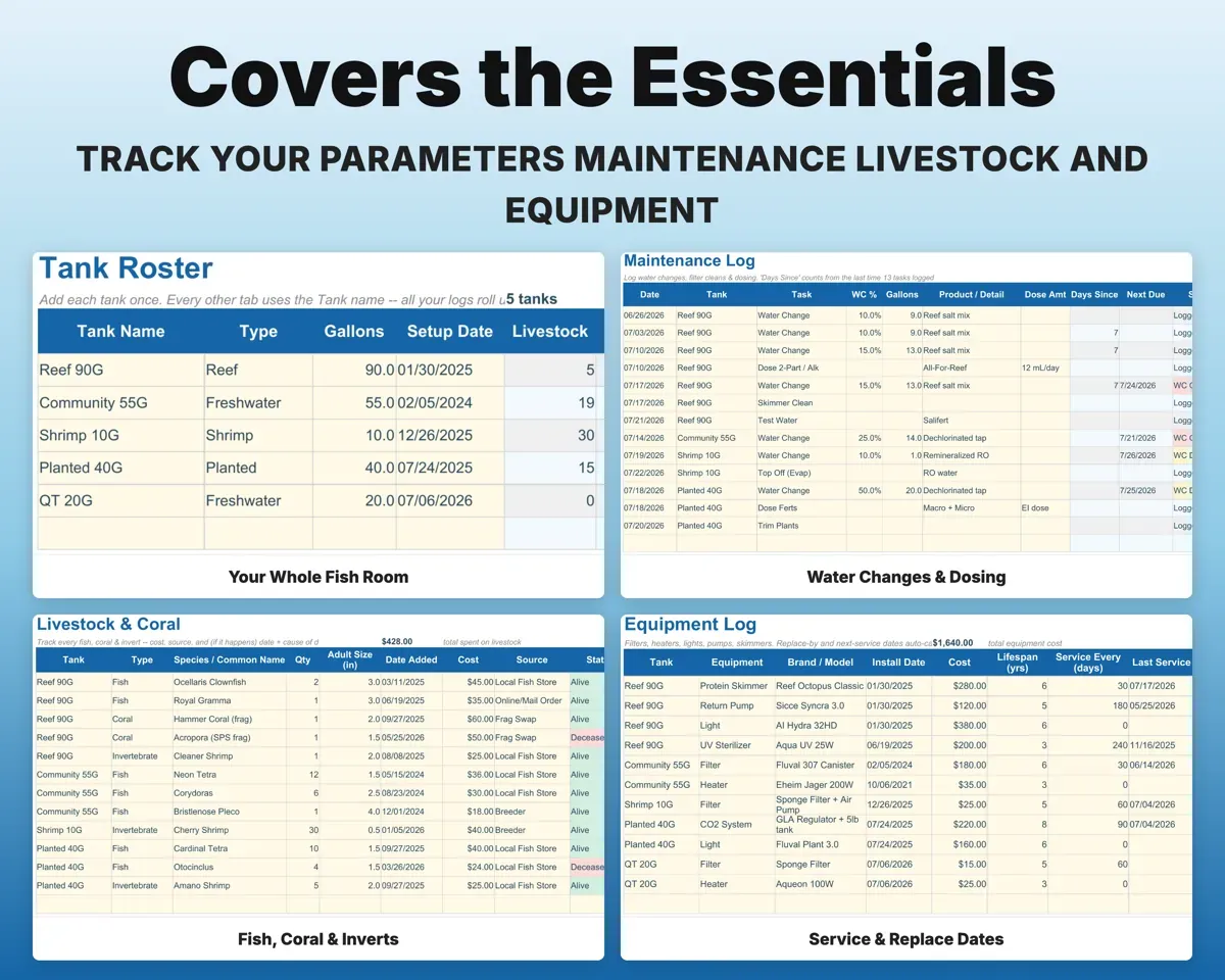 Aquarium Tracker Spreadsheet preview 4