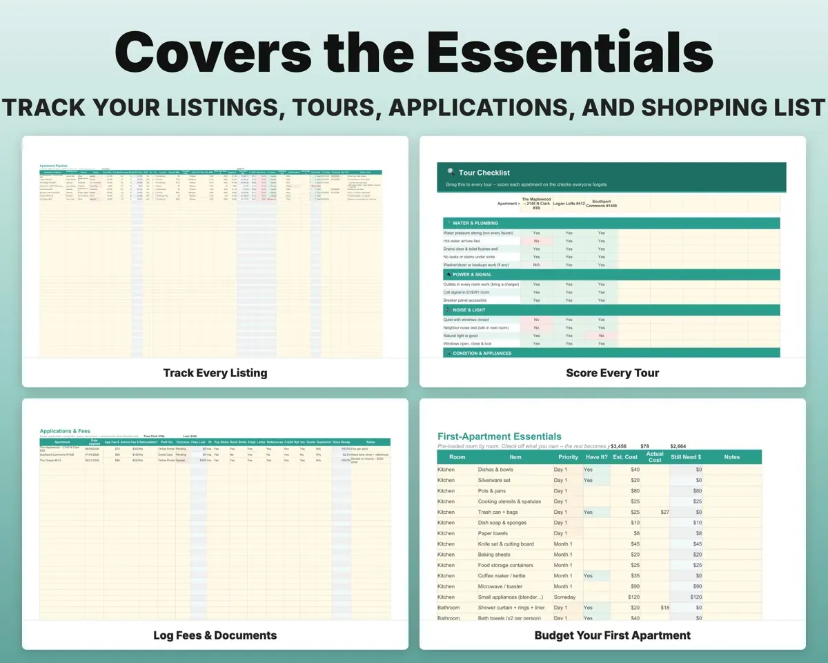 Apartment Tracker Spreadsheet preview 4