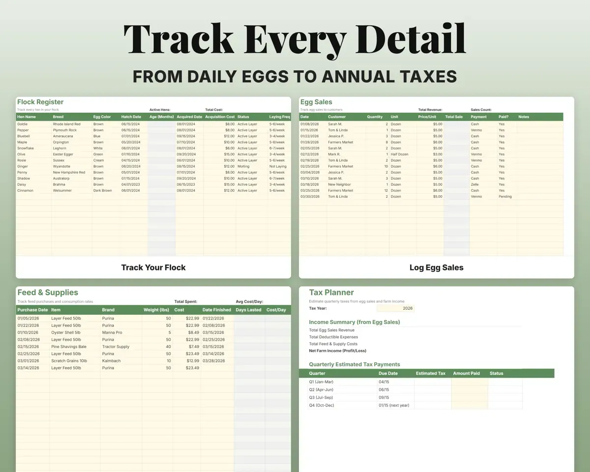 Backyard Chicken Tracker Spreadsheet preview 4