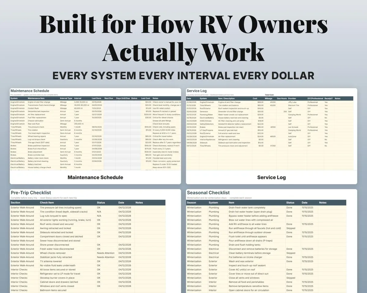 RV Maintenance Tracker Spreadsheet preview 4