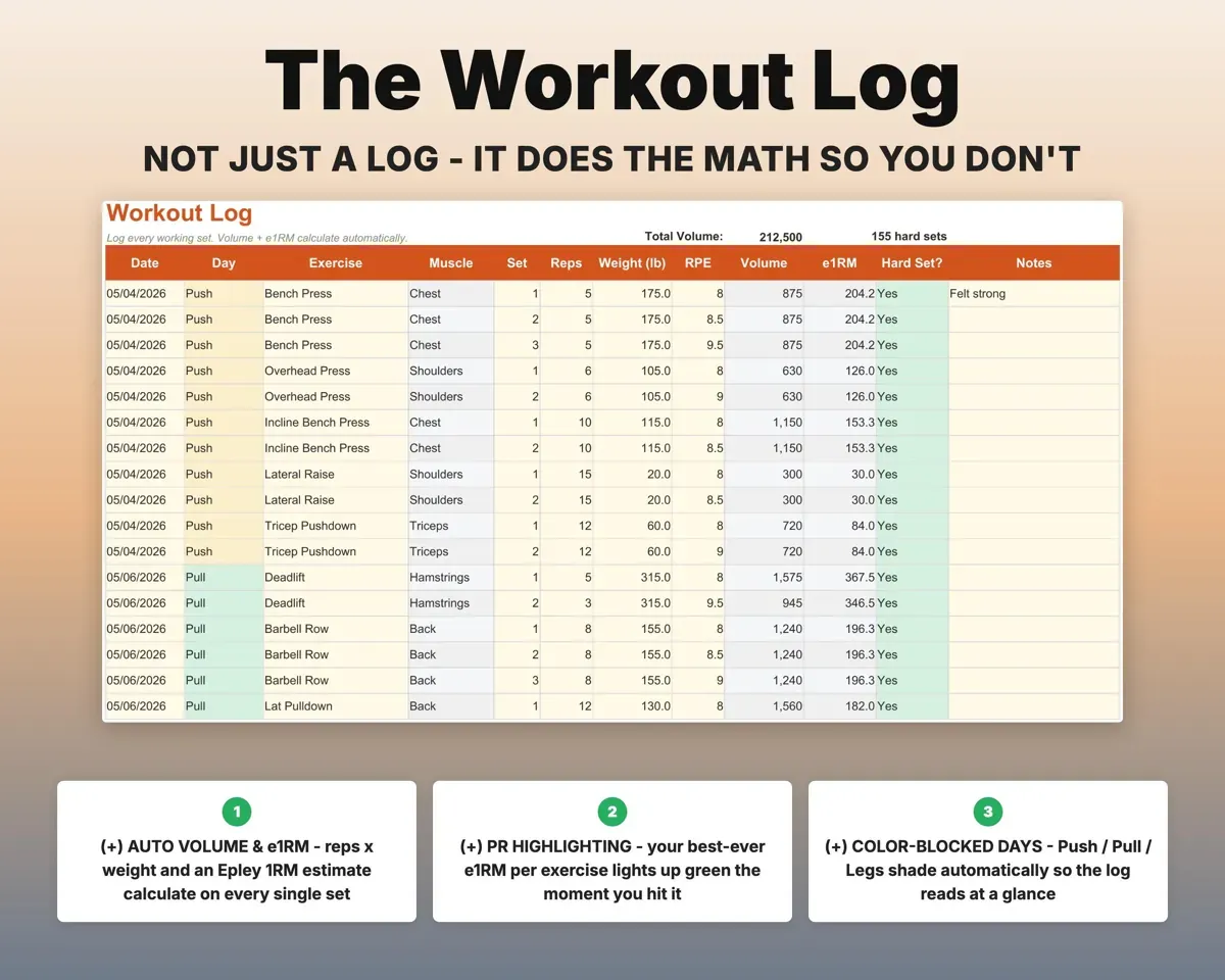 Workout Log Spreadsheet preview 5