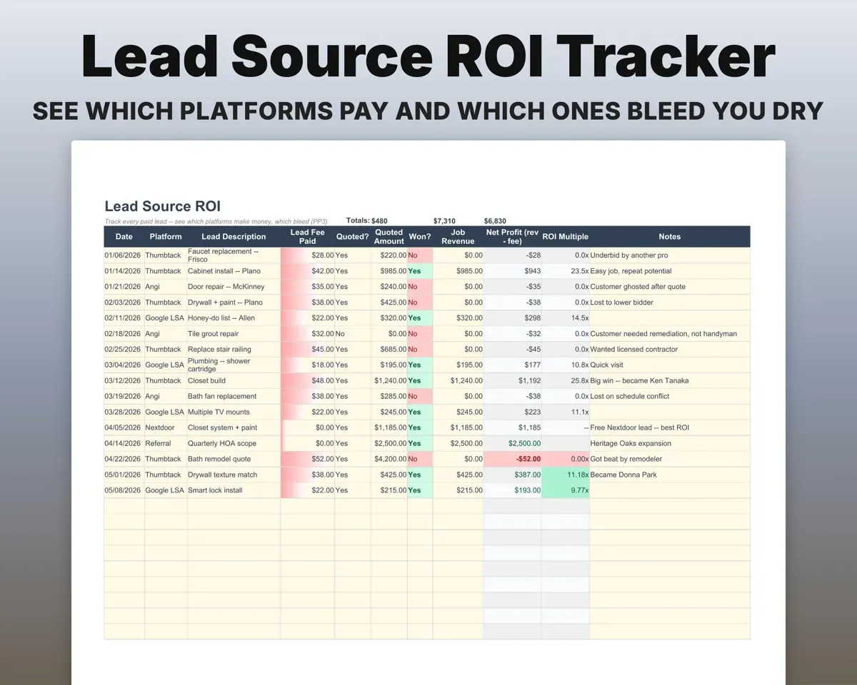 Handyman Business Spreadsheet preview 5