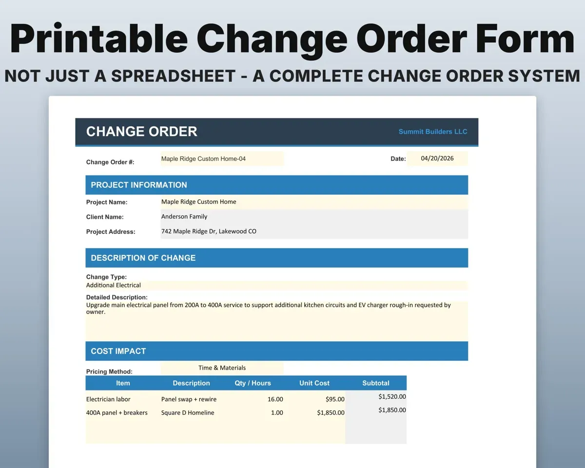 Construction Change Order Template preview 5