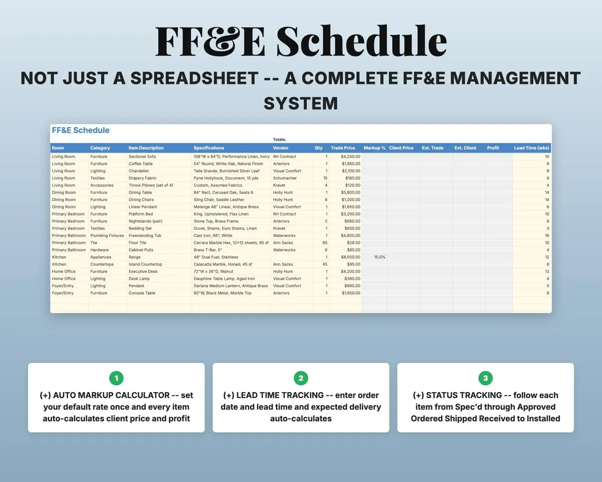Interior Design FF&E Tracker preview 5