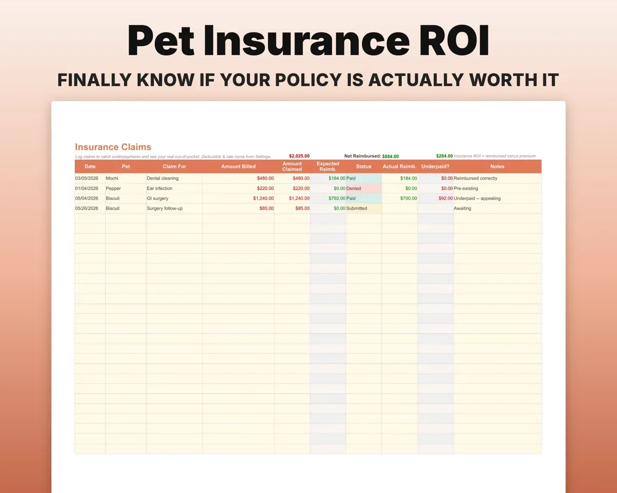 Pet Care Tracker Spreadsheet preview 5