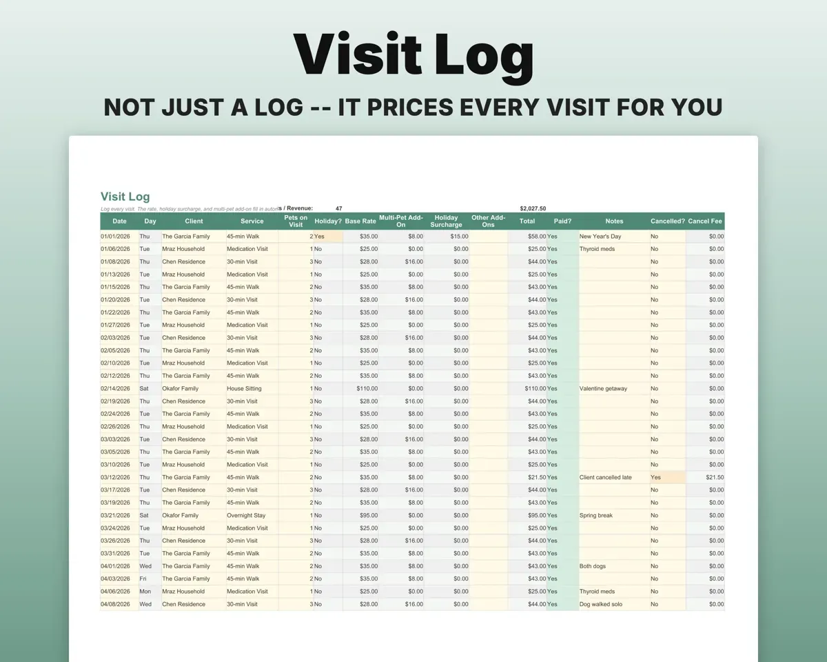 Pet Sitting Business Tracker preview 5