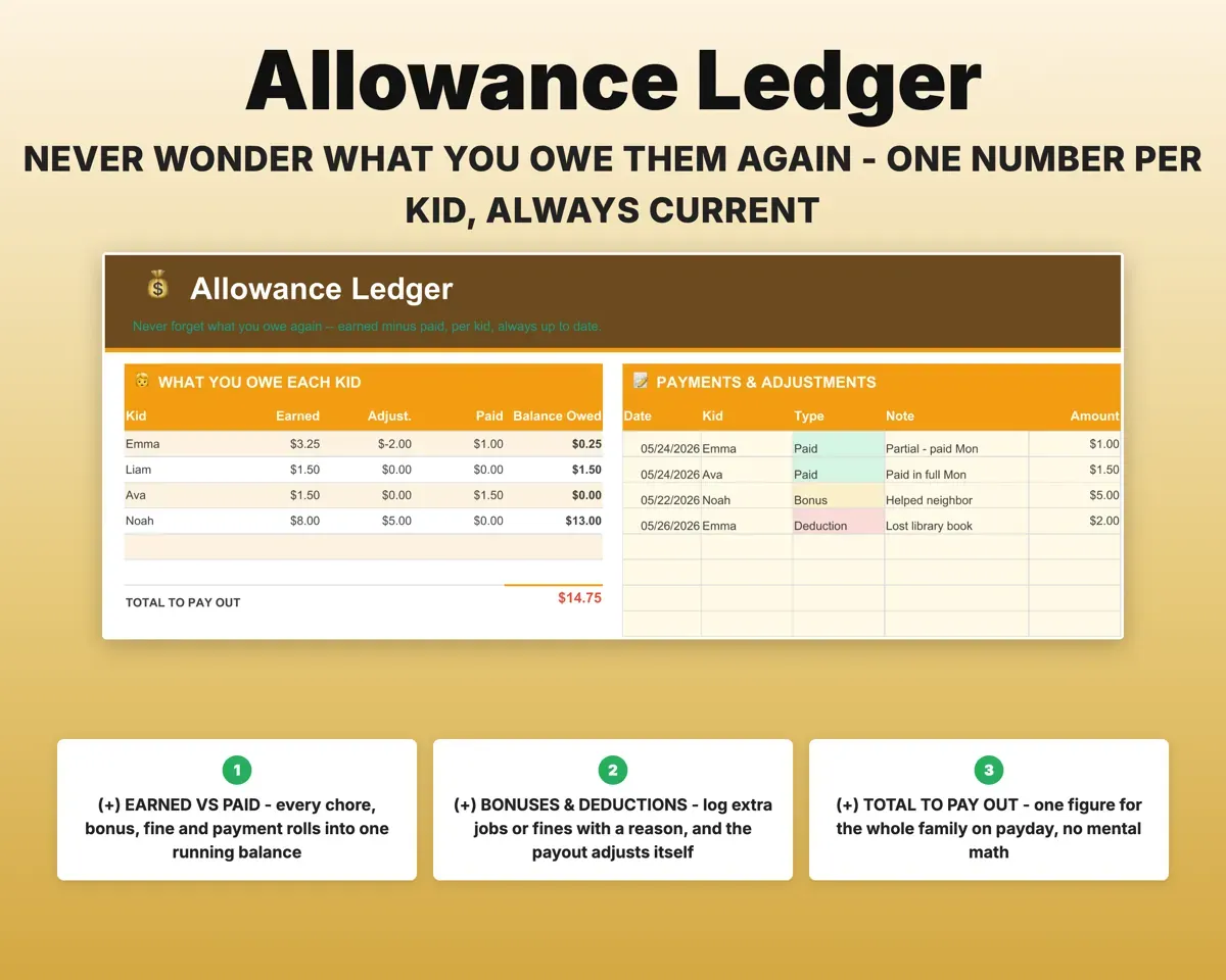 Kids Chore Chart & Allowance Tracker preview 5