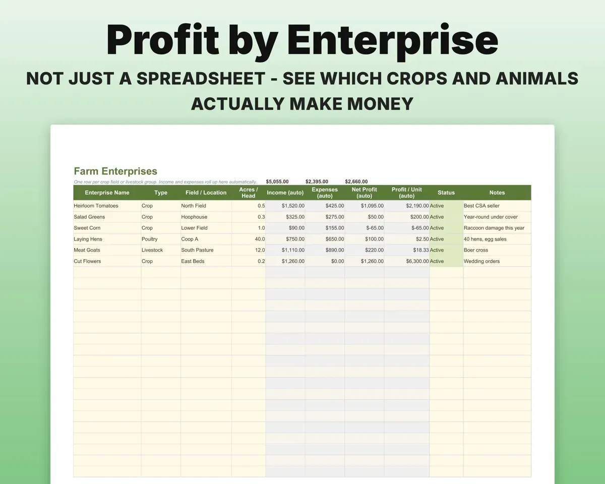 Farm Management Spreadsheet preview 5