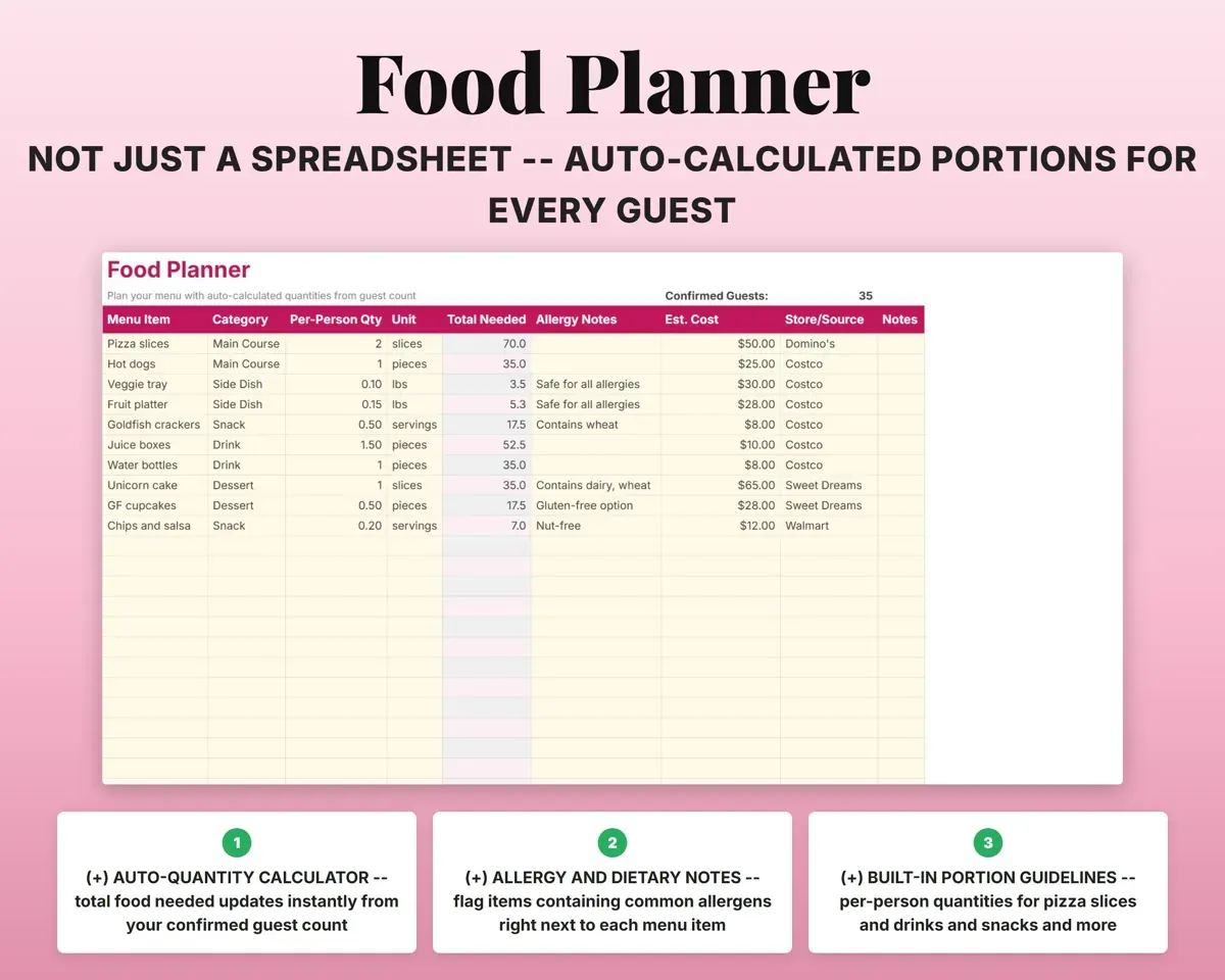 Party Planner Spreadsheet preview 5