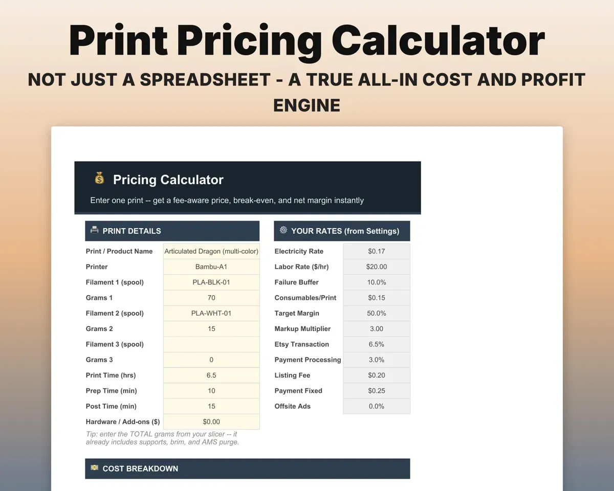 3D Printing Business Spreadsheet preview 5