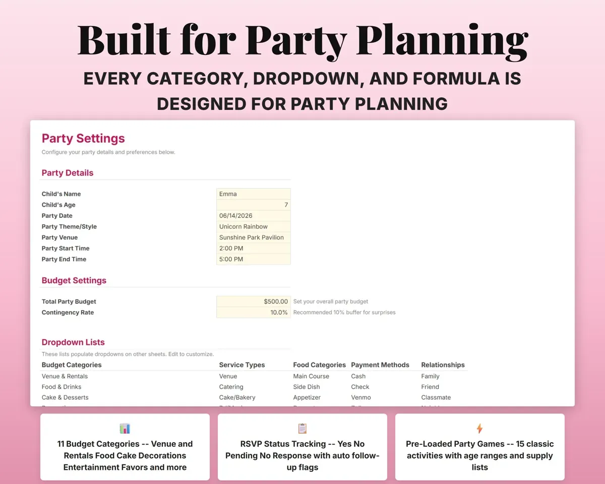Party Planner Spreadsheet preview 6