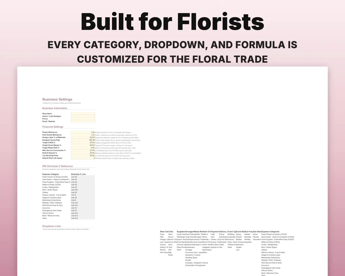 Florist Business Spreadsheet preview 6