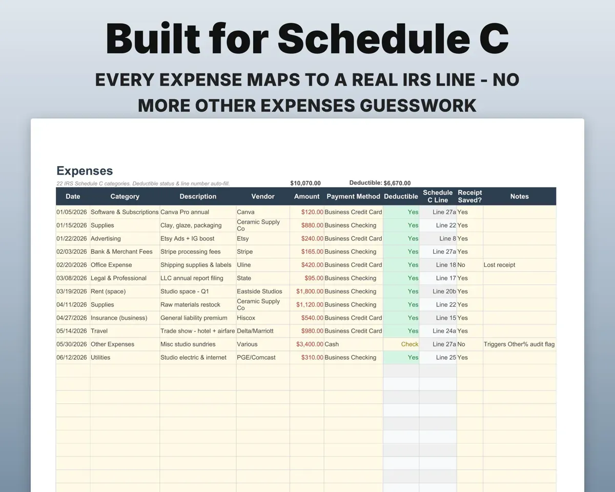 Small Business Tax Tracker Spreadsheet preview 6