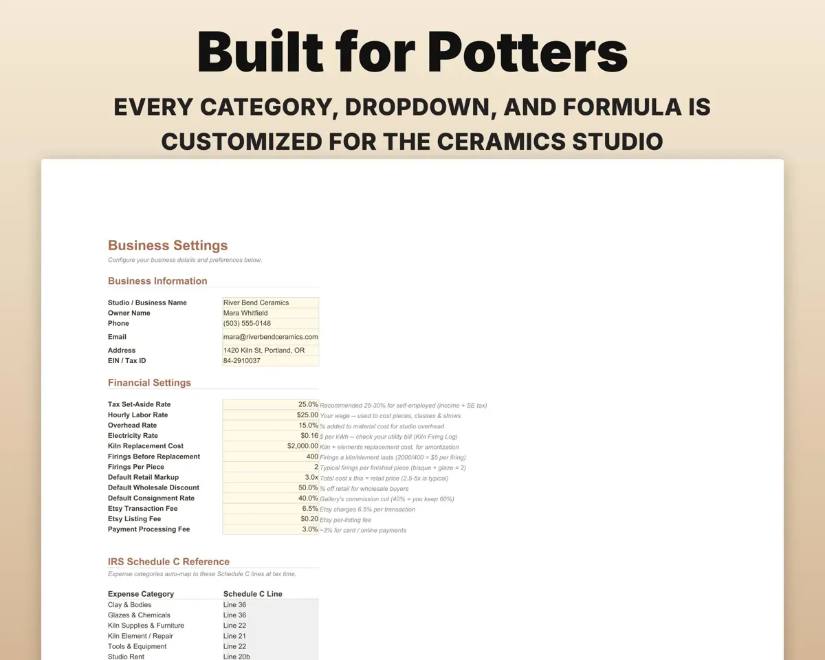 Pottery Studio Spreadsheet preview 6