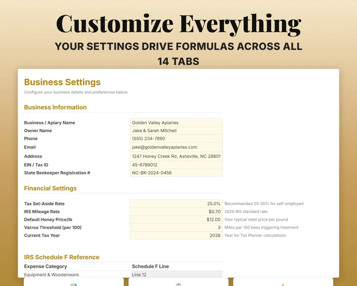 Beekeeping Business Tracker Spreadsheet preview 6