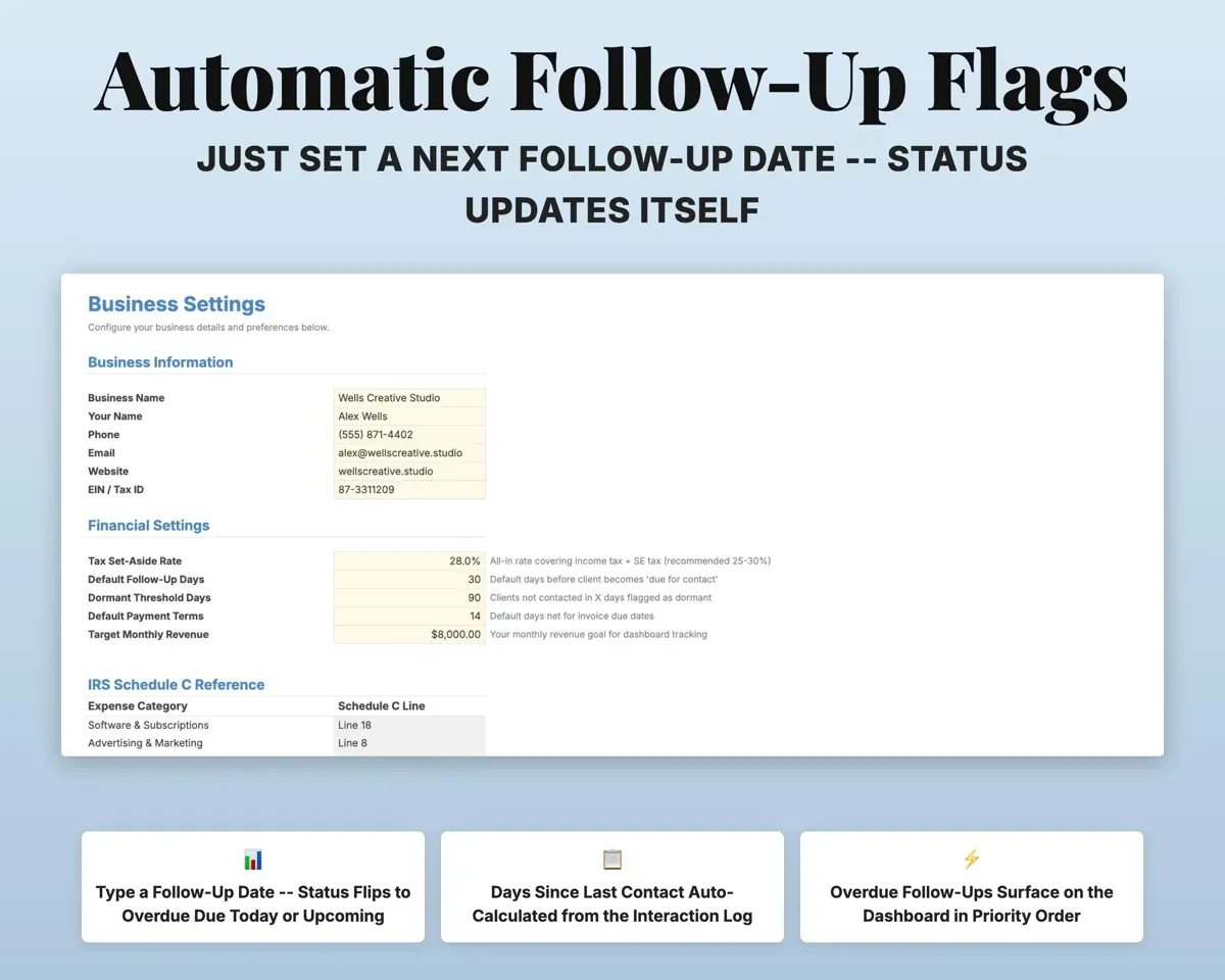 Client Tracker CRM Spreadsheet preview 6
