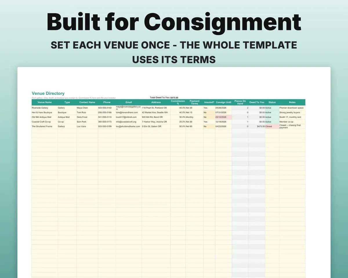 Consignment Tracker Spreadsheet preview 6