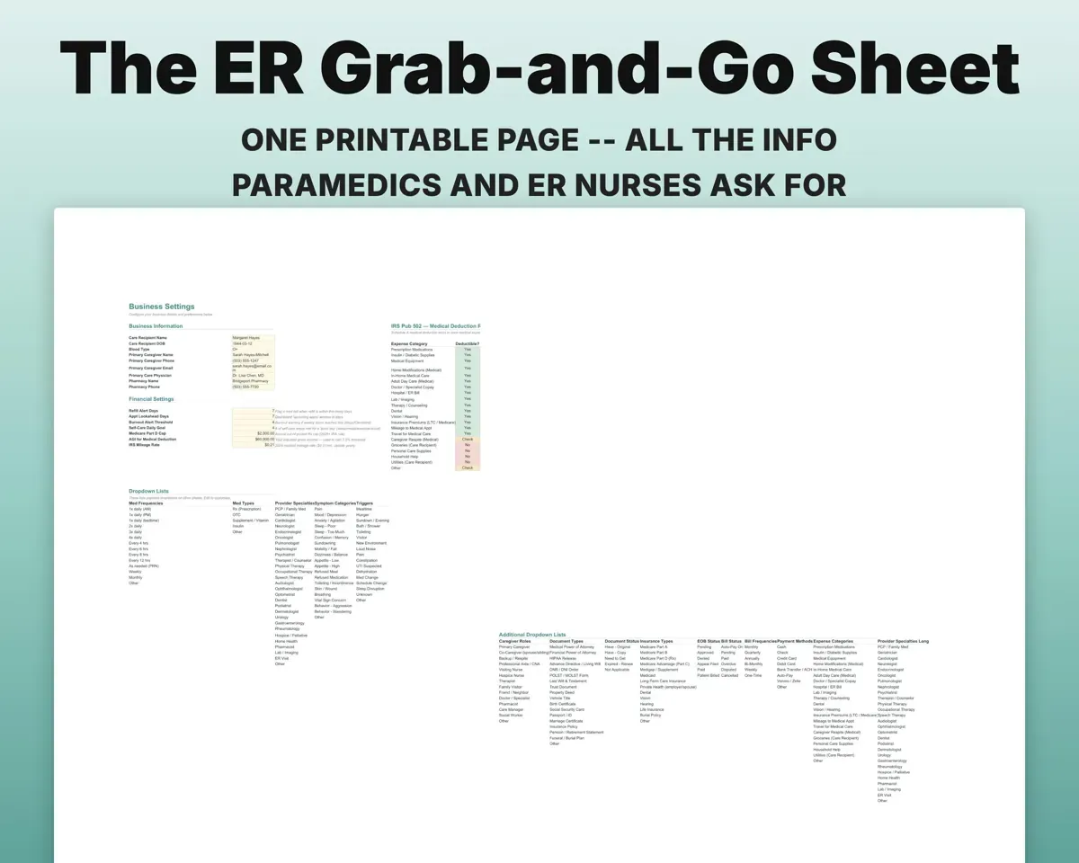 Caregiver Planner Spreadsheet preview 6