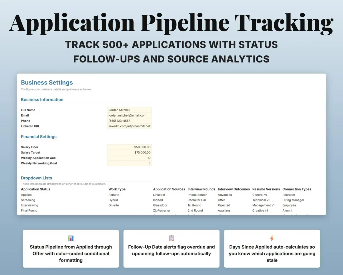 Job Application Tracker Spreadsheet preview 6