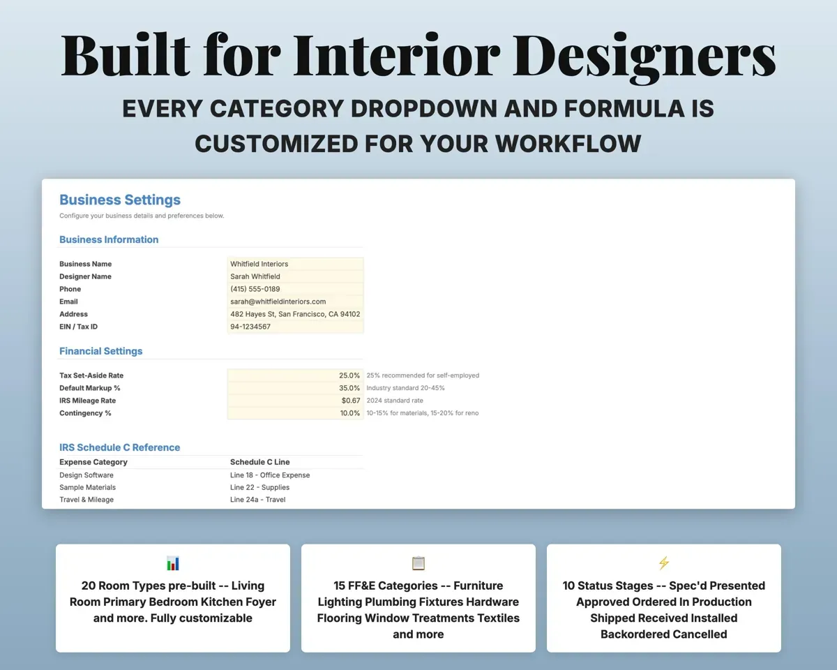 Interior Design FF&E Tracker preview 6
