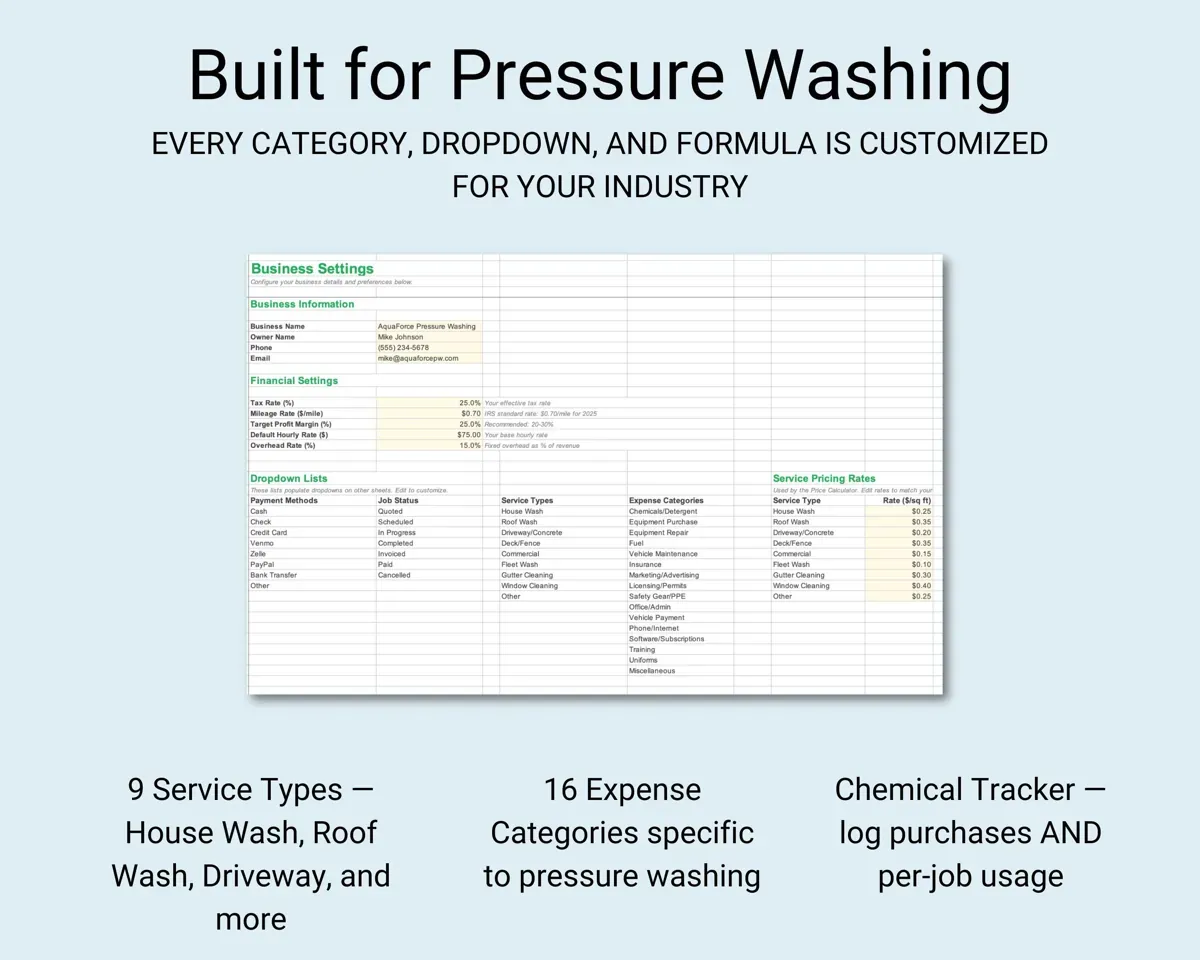 Pressure Washing Business Tracker preview 6