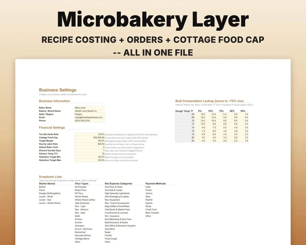 Sourdough Bake Log & Starter Tracker Spreadsheet preview 6