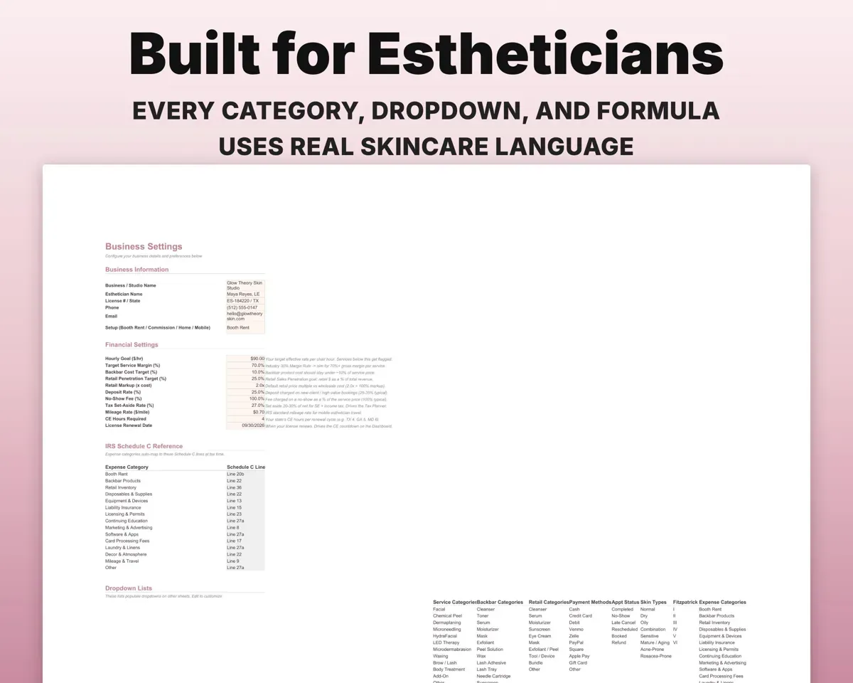 Esthetician Business Tracker preview 6