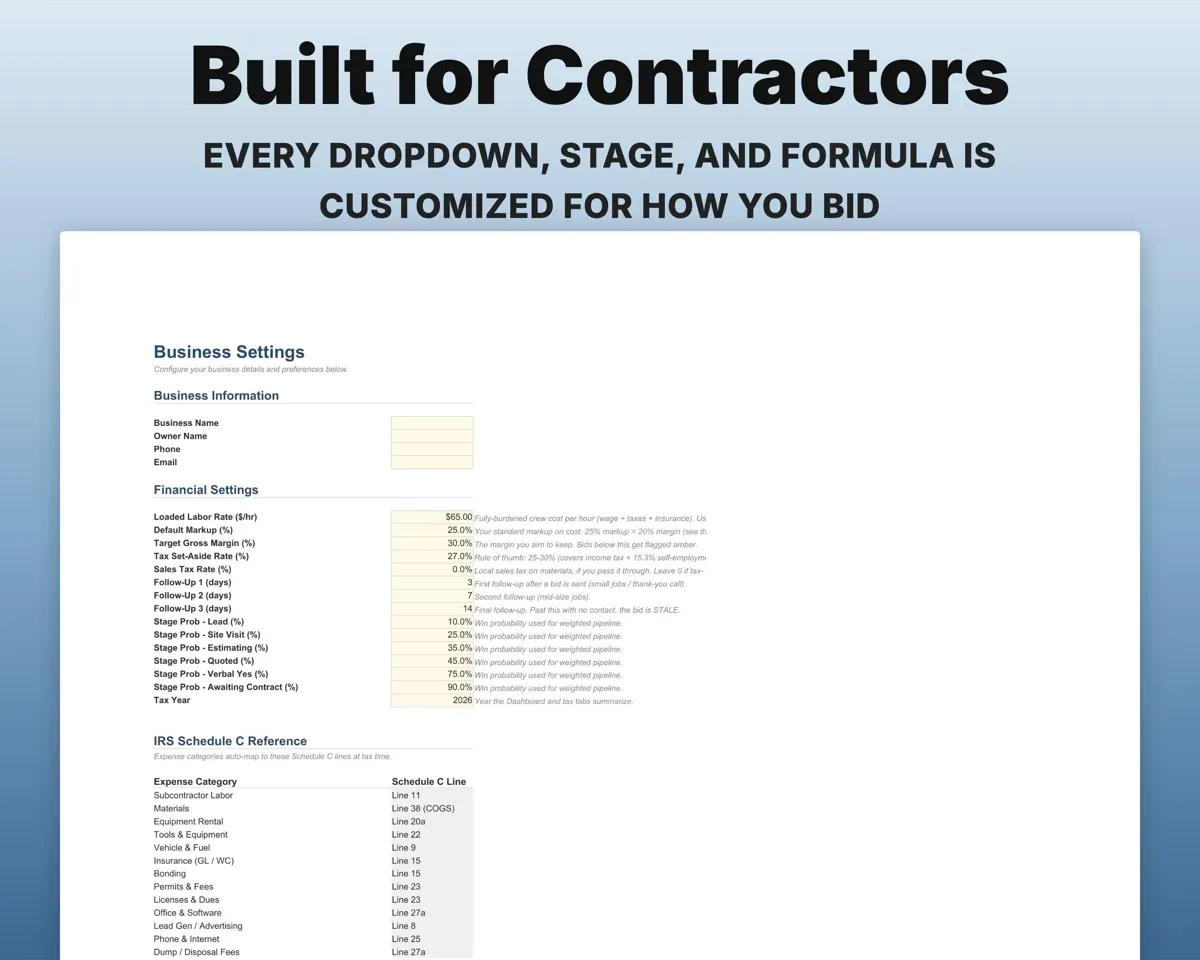 Construction Bid Tracker Spreadsheet preview 6