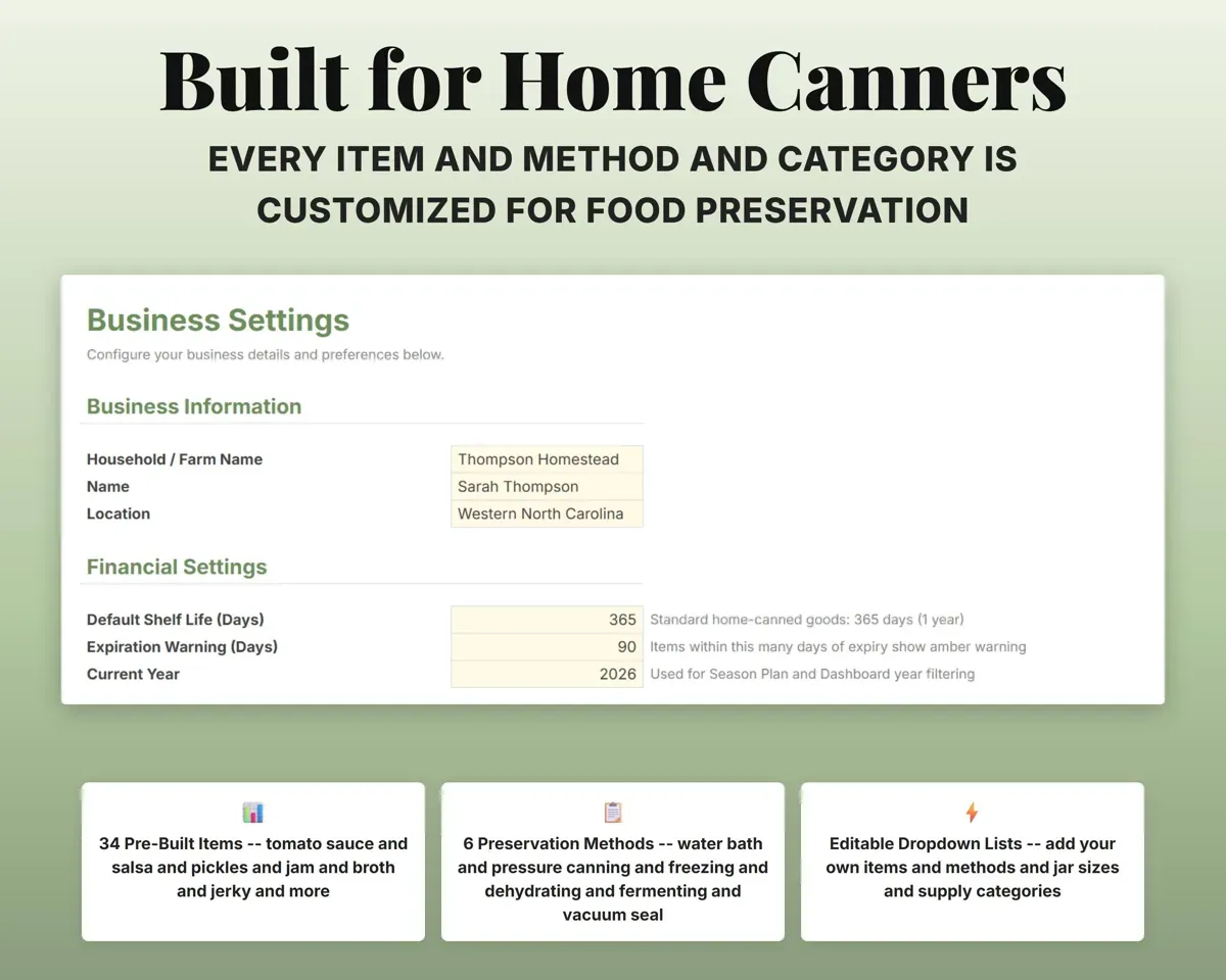 Canning & Food Preservation Tracker Spreadsheet preview 6